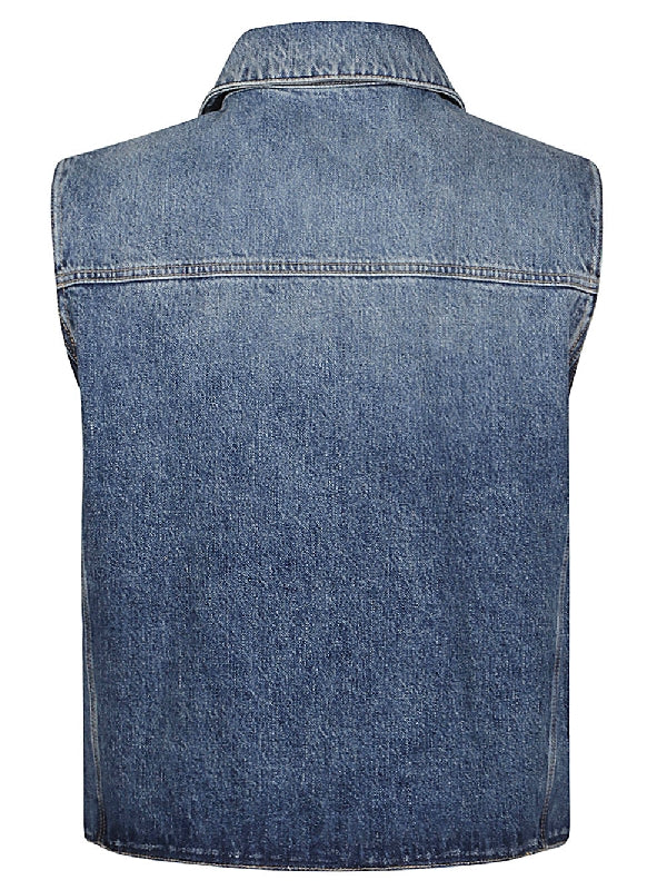 Chest Logo embroidery Denim Vest