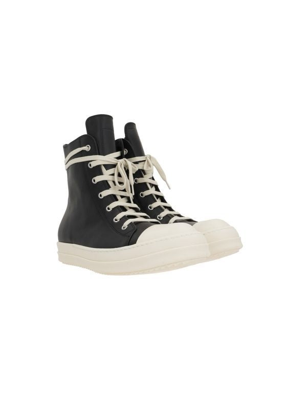 Zipper Detail Leather High-Top Sneakers