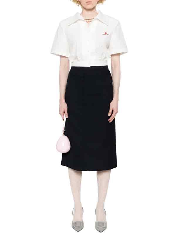 Logo Short Sleeve White Blouse