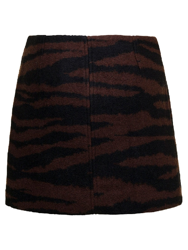 Animal Print Wool Jacquard Skirt