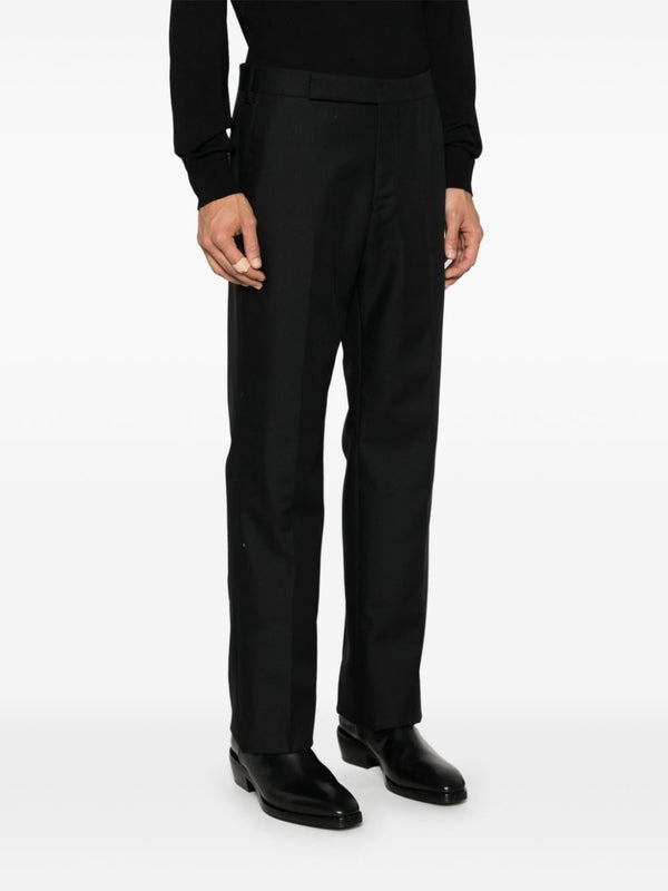 Black Wool Mohair Tailored Pants