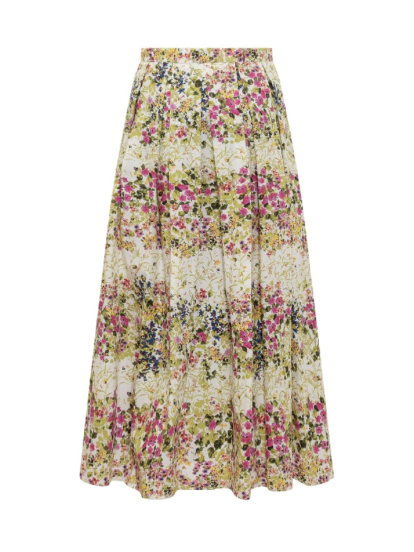 Floral Printed Pleated Skirt