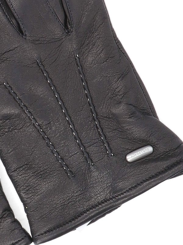 Logo Detail Leather Gloves - Jente