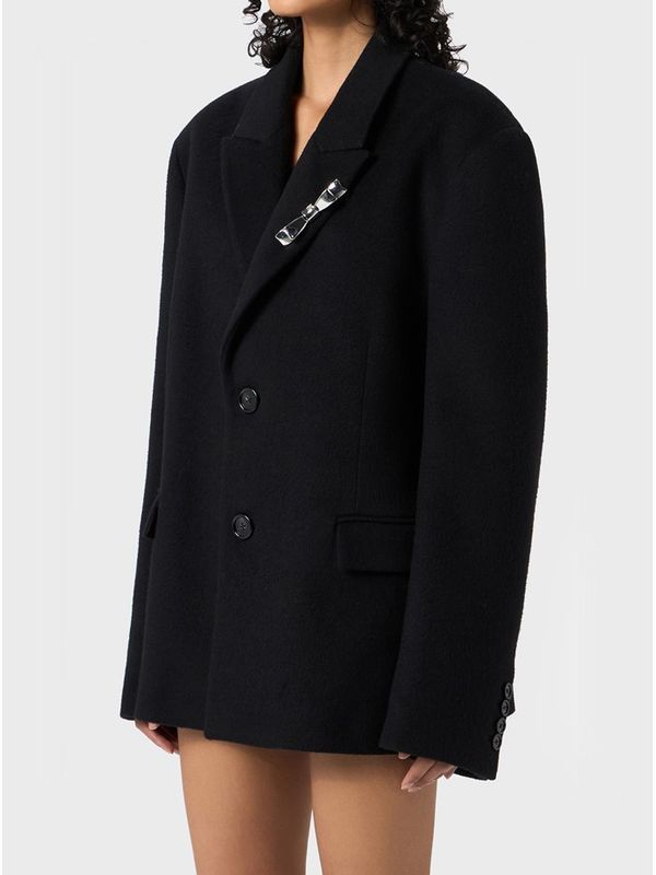 Bow Detail Oversized Single Jacket