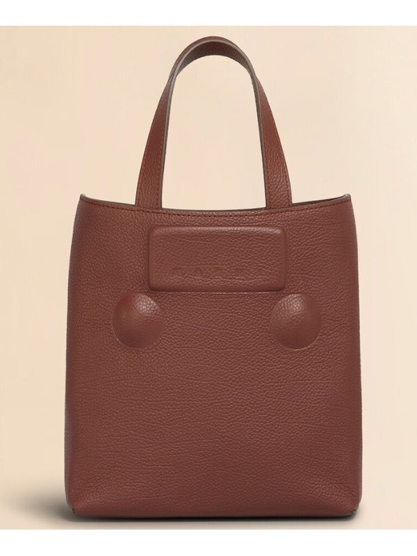Troncaru Embossed Leather Small Tote Bag