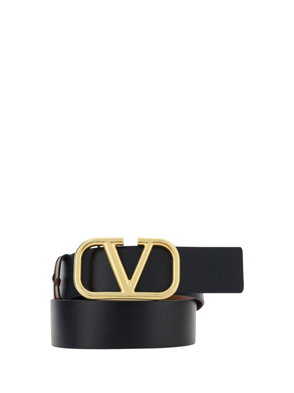 V Logo Reversible Leather Belt