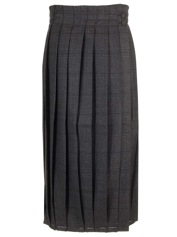 Suiting Check Pattern Pleated Skirt