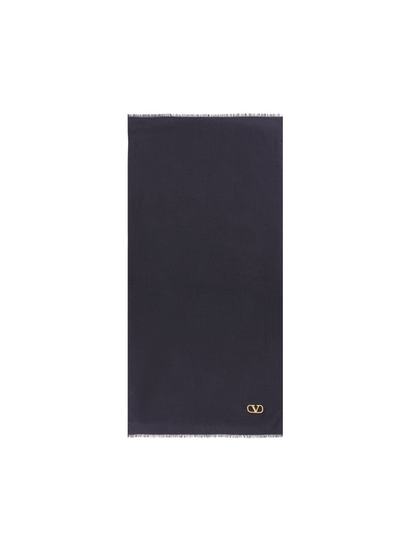 V Logo Wool Cashmere Scarf