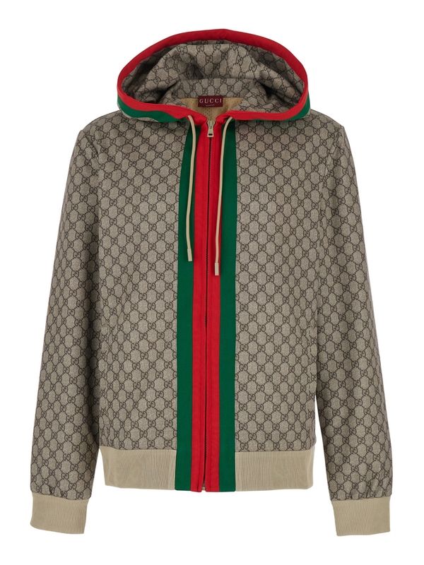 Web Detail Drawstring Hoodieie Zip-up