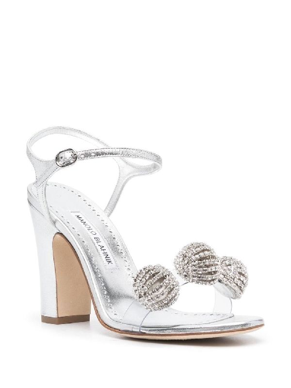 Elhob Metallic Leather Sandal Heels