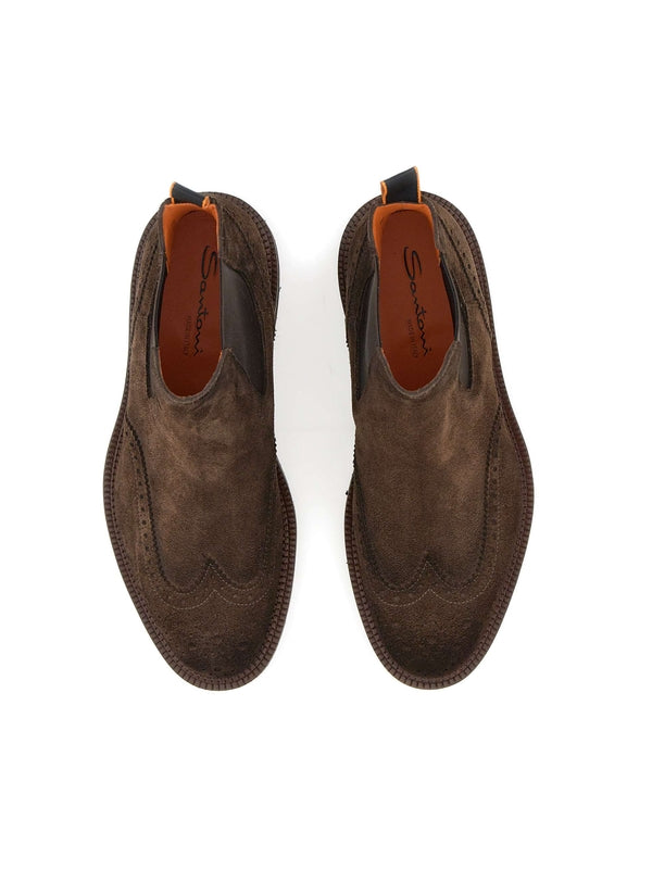 Santoni Brown Chelsea Boots