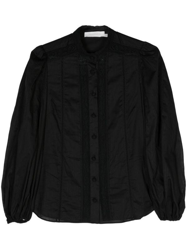 Black Pleats Cotton Blouse