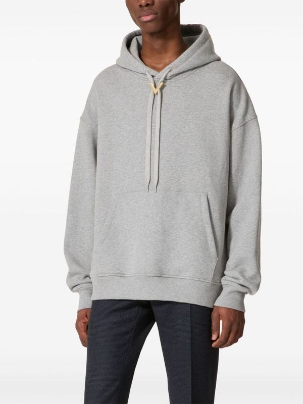 V Logo Cotton Hoodie - Jente