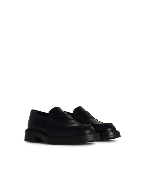 Black Leather Penny Loafers