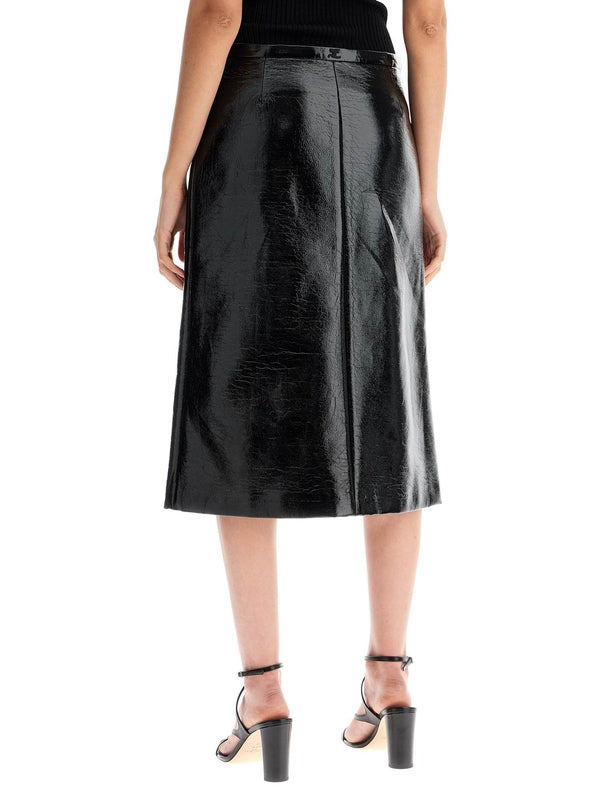 Vinyl Zip-Up Midi Skirt