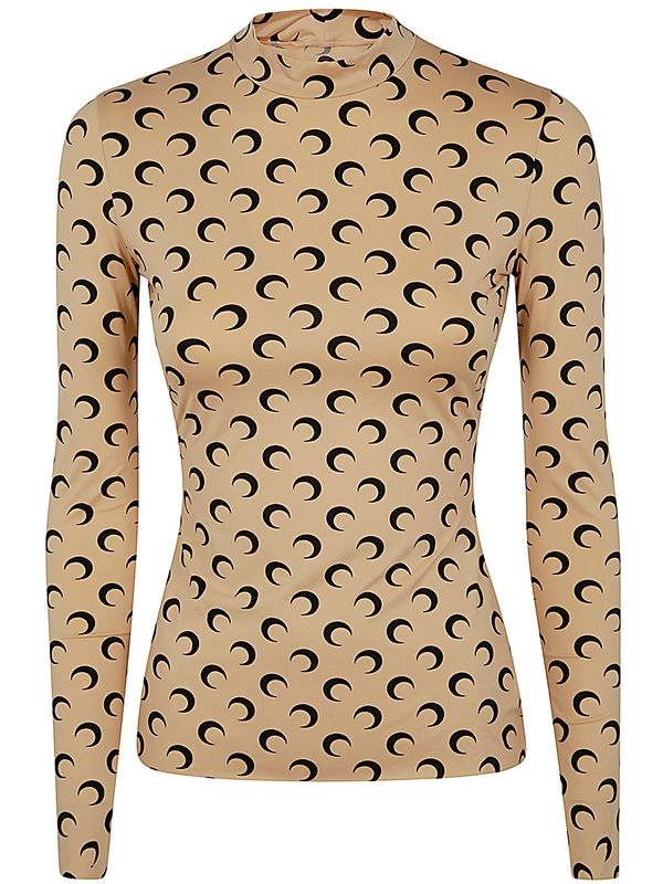 All-Over Moon Printing Long Sleeve Top