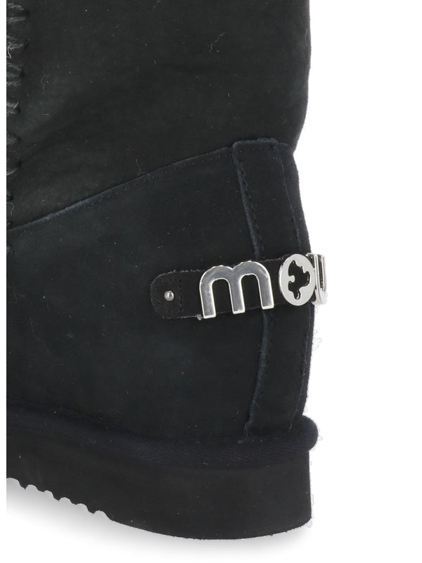 Metal Logo Suede Ankle Boots