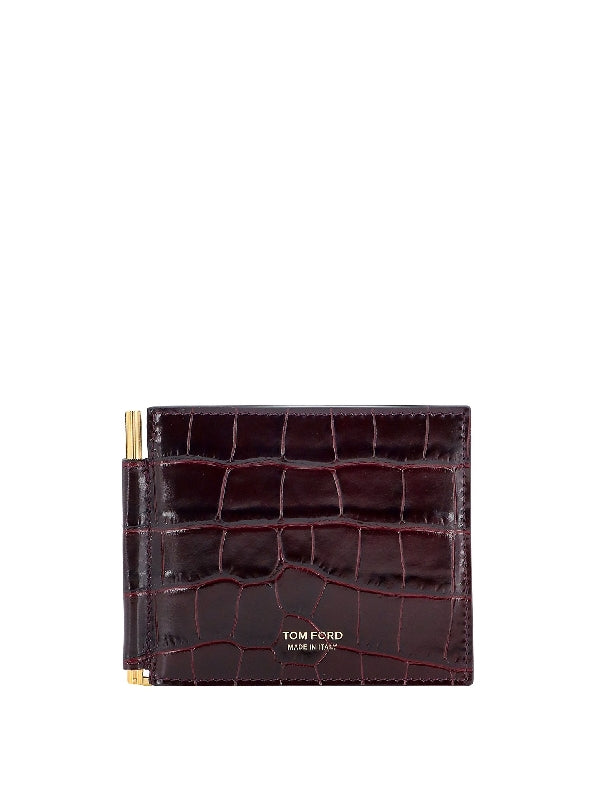 Logo Croc Effect Money Clip Wallet