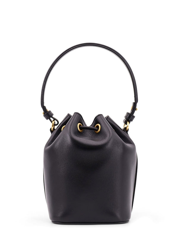 V Logo Leather Bucket Bag