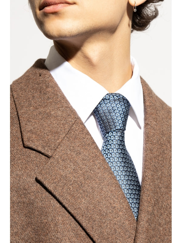 Gancini Pattern Silk Tie