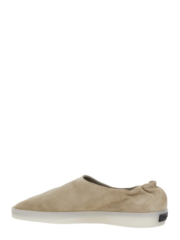 Beige Mules with Logo Patch on the Back and Elasticized Heel in Suede Man Low top Sneakers