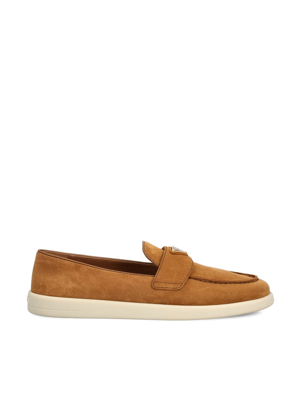 Triangle Logo Suede Loafers