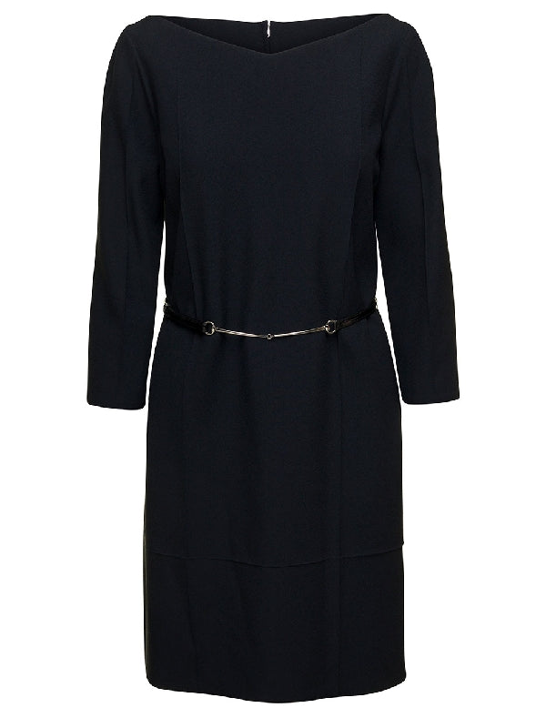 Viscose Satin Boatneck Dress