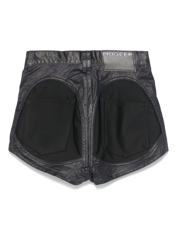 Wax Effect Denim Shorts