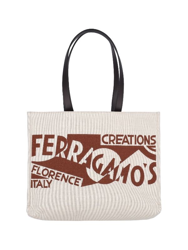 FERRAGAMO - Logo Printing Canvas Tote Bag - Jente
