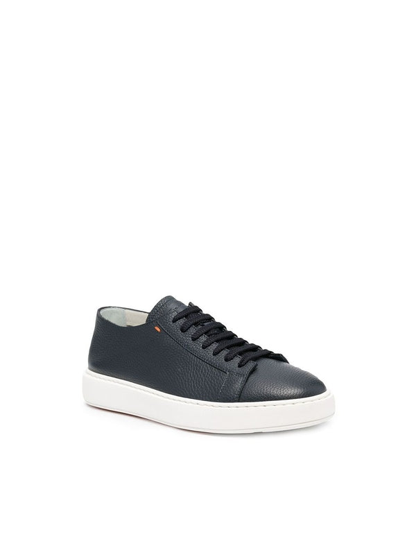 Pebble Leather Lace-Up Sneakers