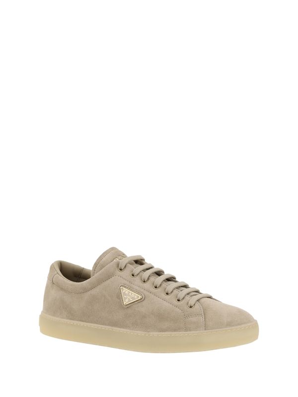 Triangle Logo Suede Low-Top Sneakers