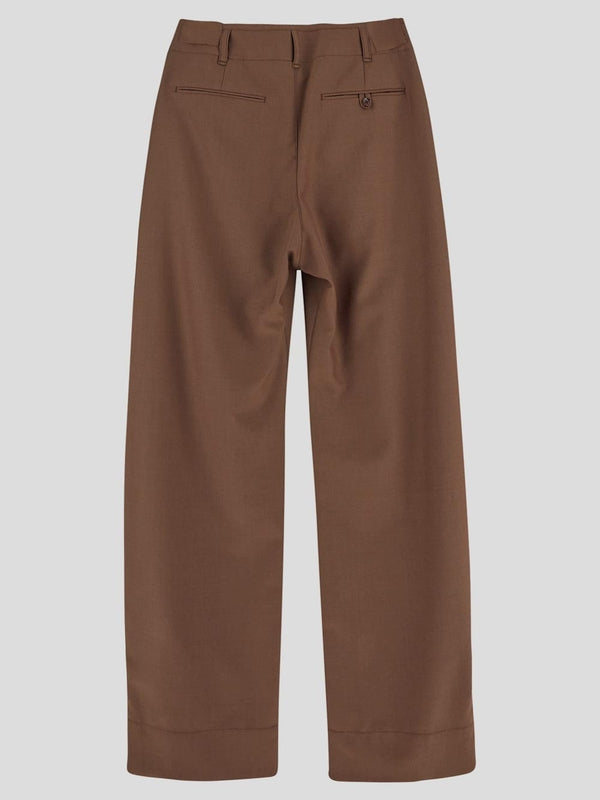 Brown Wool Blend Curve Pants