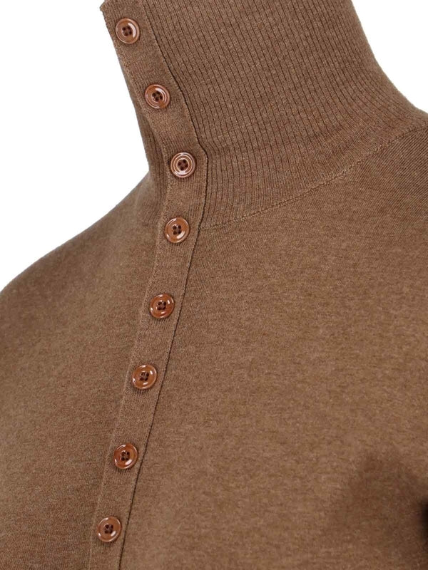 Buttoned Fitted Brown Cardigan