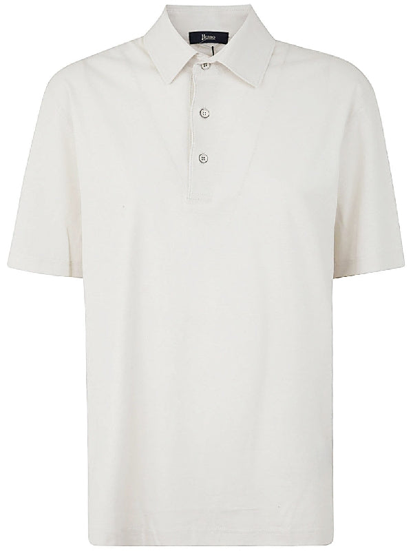 Beige Cotton Polo Short Sleeve Shirt