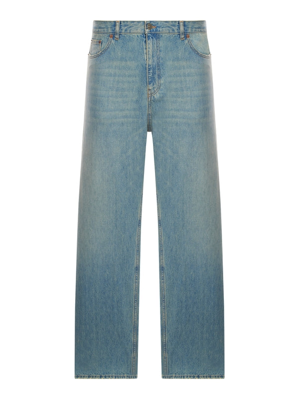 Back Logo Patch Straight Denim Pants