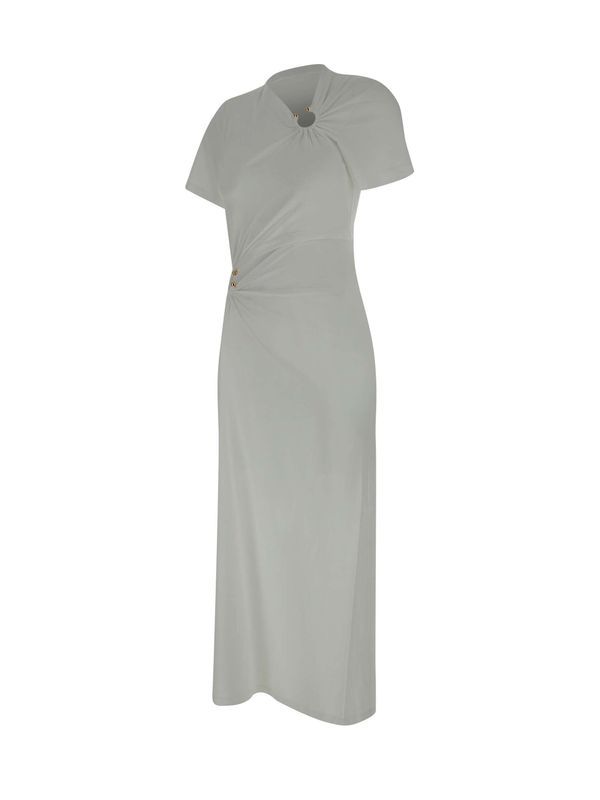 White Gathering Detail Short Sleeve Dress