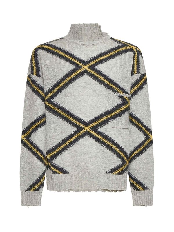 Argyle Pattern High Neck Wool
  Knit