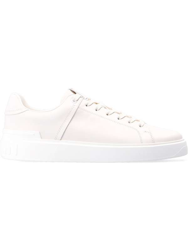 White Leather B Coat Low Top Sneakers