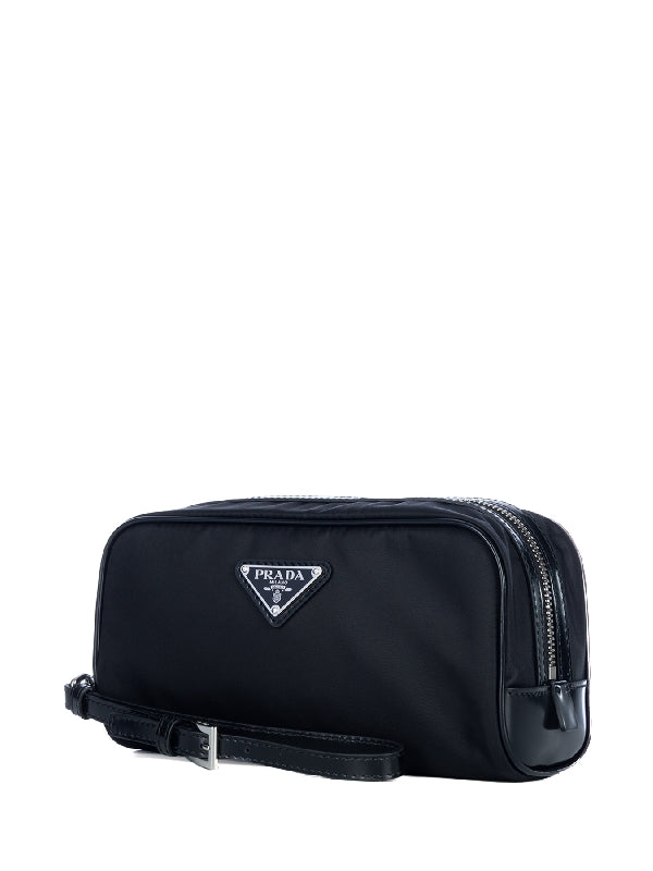 Triangle Logo Re-Nylon Leather
  Pouch