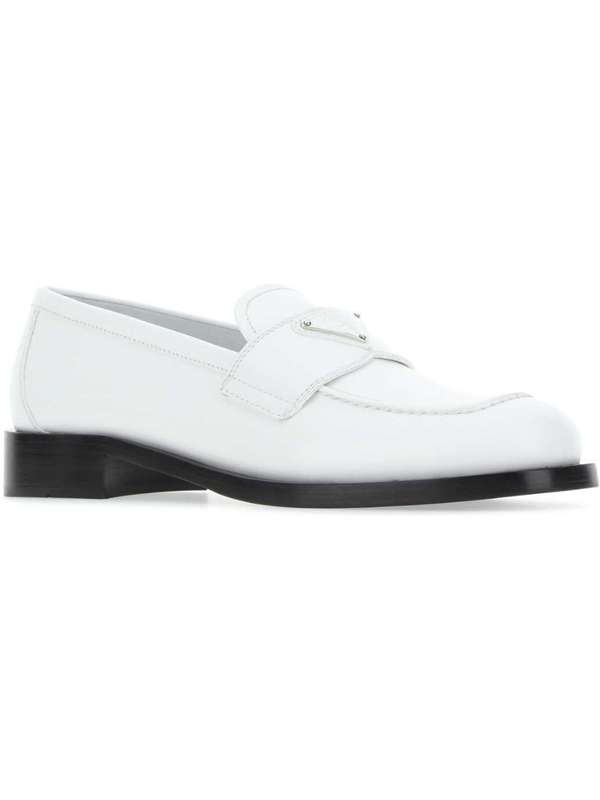 Triangle Logo Strap Leather Loafers