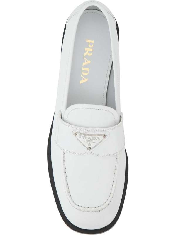 Triangle Logo Strap Leather Loafers