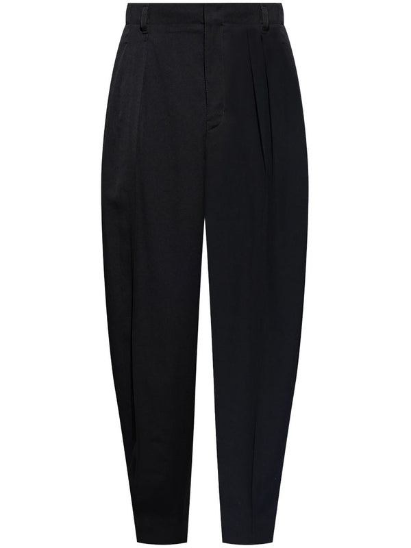 Black pintuck wool pants