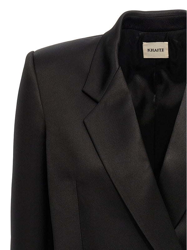 KHAITE - Double
  Breasted Satin Jacket - Jente