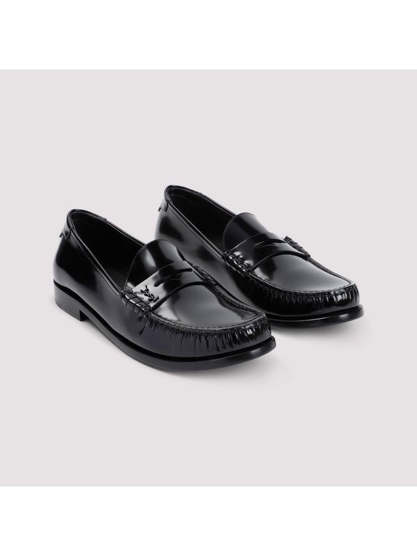 Black Leather Penny Loafers