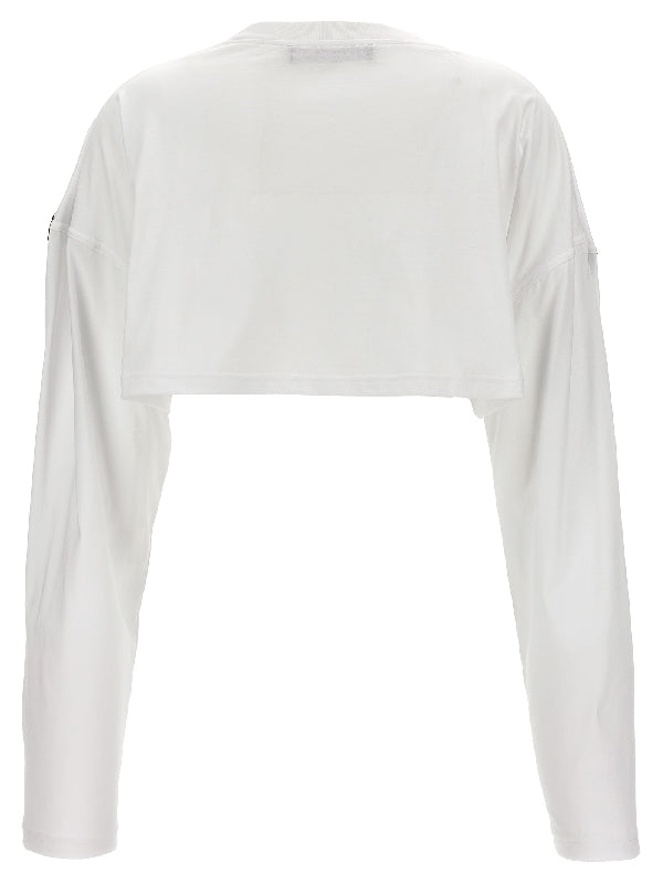 Logo Crop Cotton Long Sleeve Top