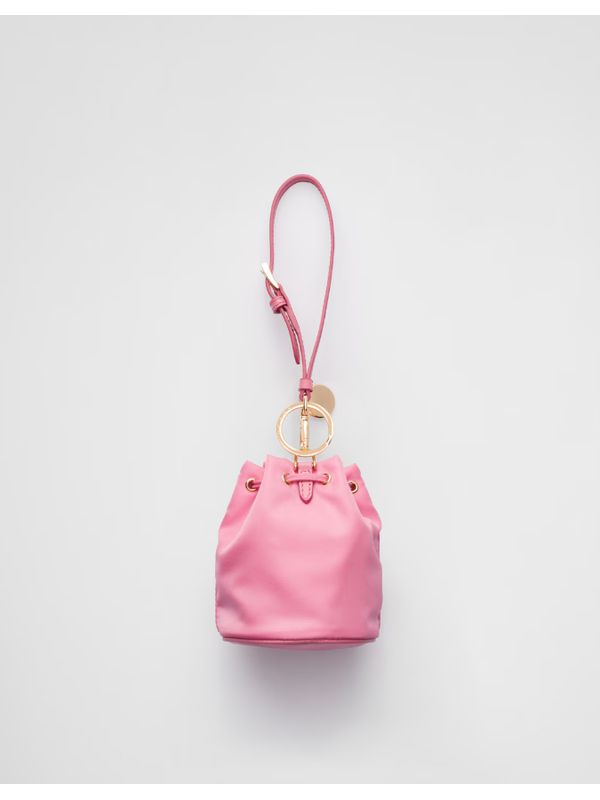 Triangle Logo Re-nylon Bucket Bag Mini Keyring