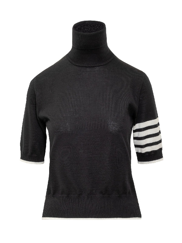 4-Bar High Neck Short Sleeve Knit