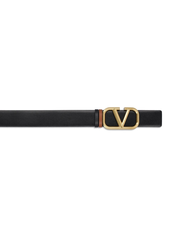 V Logo Reversible Leather Belt