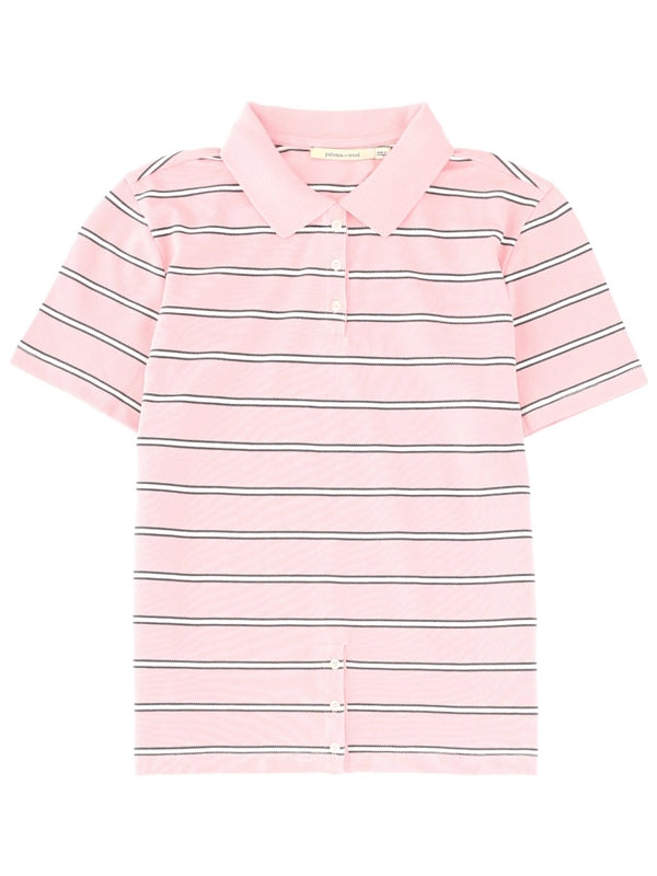 Paloma-Wool Pink Striped Polo Shirts
