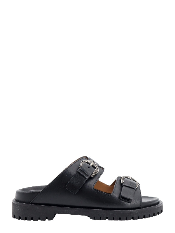 Arrow Buckle Detail Leather Sandals